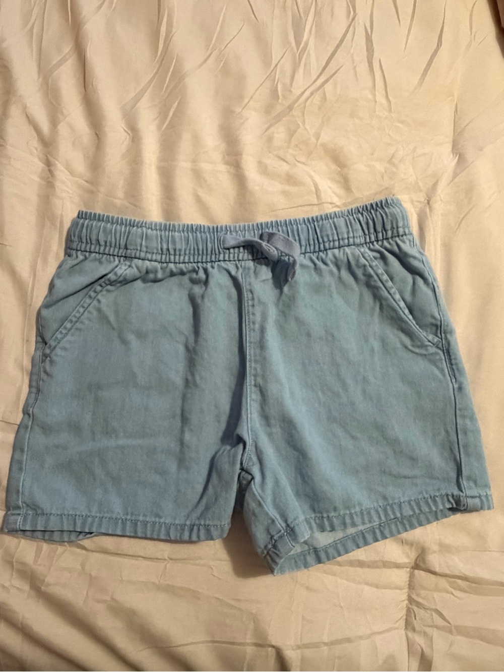 Girls Light Blue Casual Drawstring Shorts